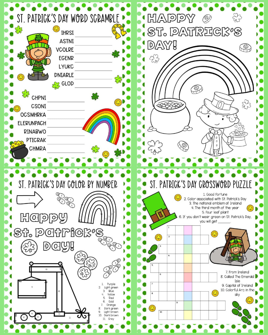 St. Patrick'S Day Activity Sheets - Craftsamanda - Free Printables in Free Printable St Patrick Day Worksheets
