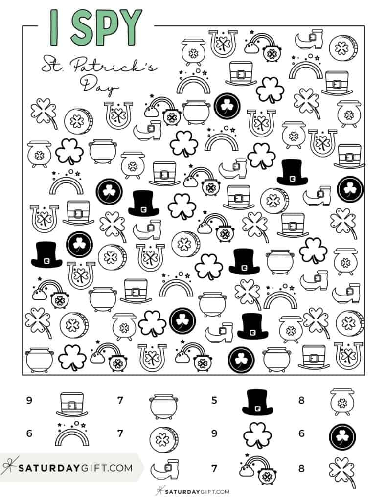 St. Patrick&amp;#039;S Day I Spy Printable - Cute &amp;amp; Free | Saturdaygift with Free Printable I Spy Puzzles