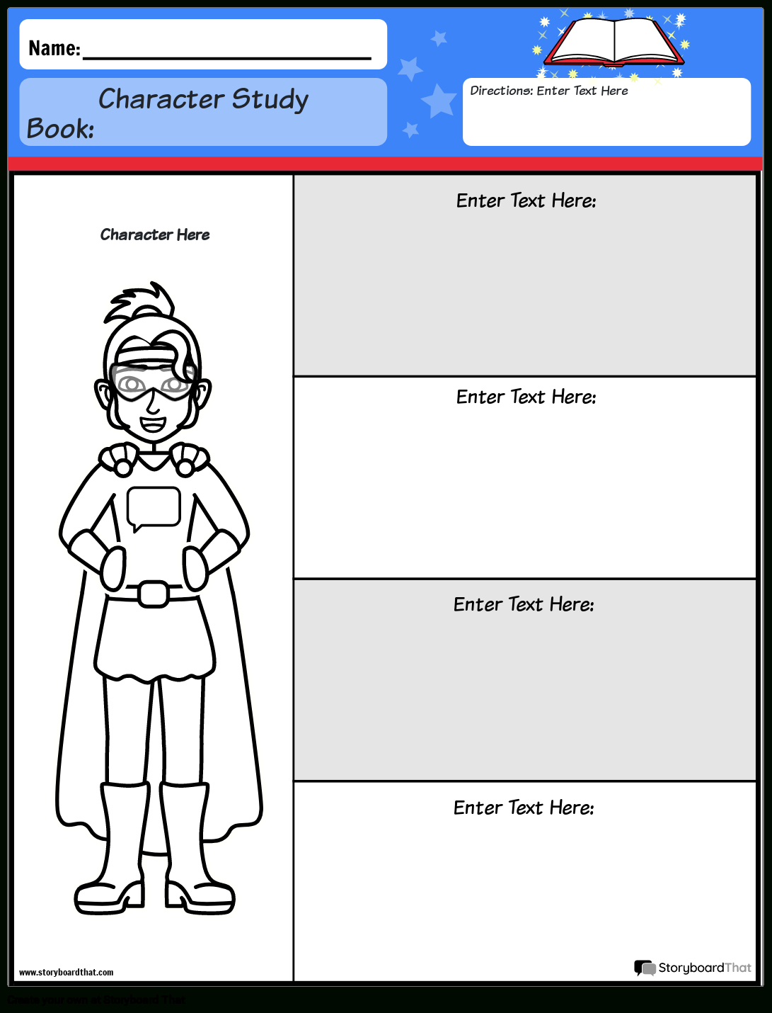 Star Themed Customizable Character Map Worksheet Template regarding Free Printable Character Map