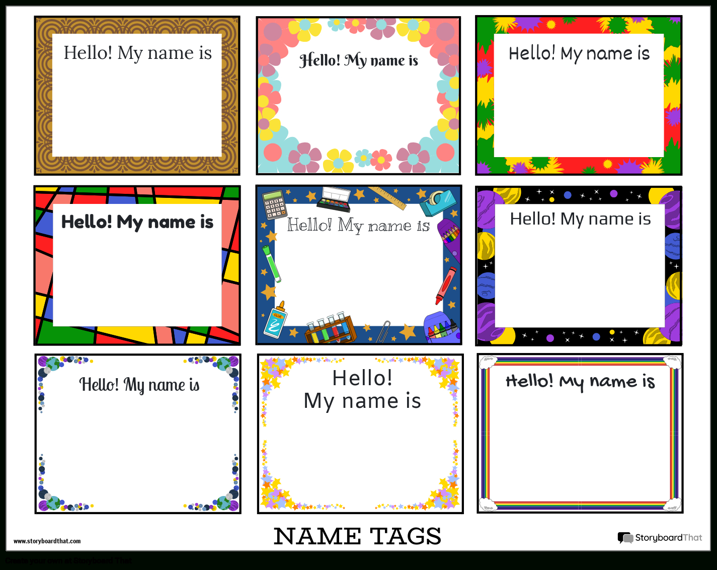 Storyboard That: Create Custom Name Tags Online In 2025 within Free Customized Name Tags Printable