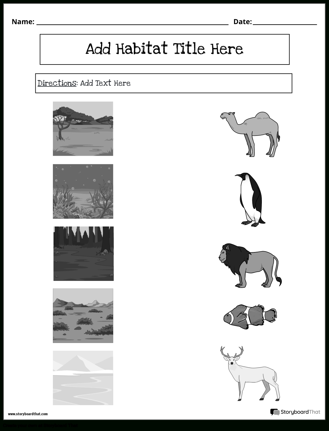 Storyboard That: Free Animal Habitat Worksheets within Free Printable Worksheets Animal Habitats