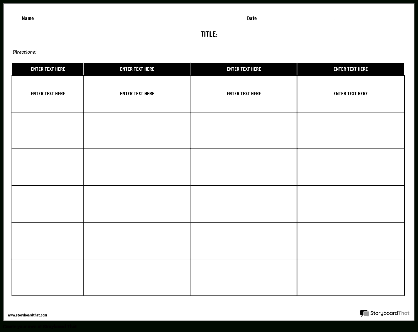 Storyboard That: Free, Editable Rubric Templates For 2025 for Free Printable Blank Rubrics