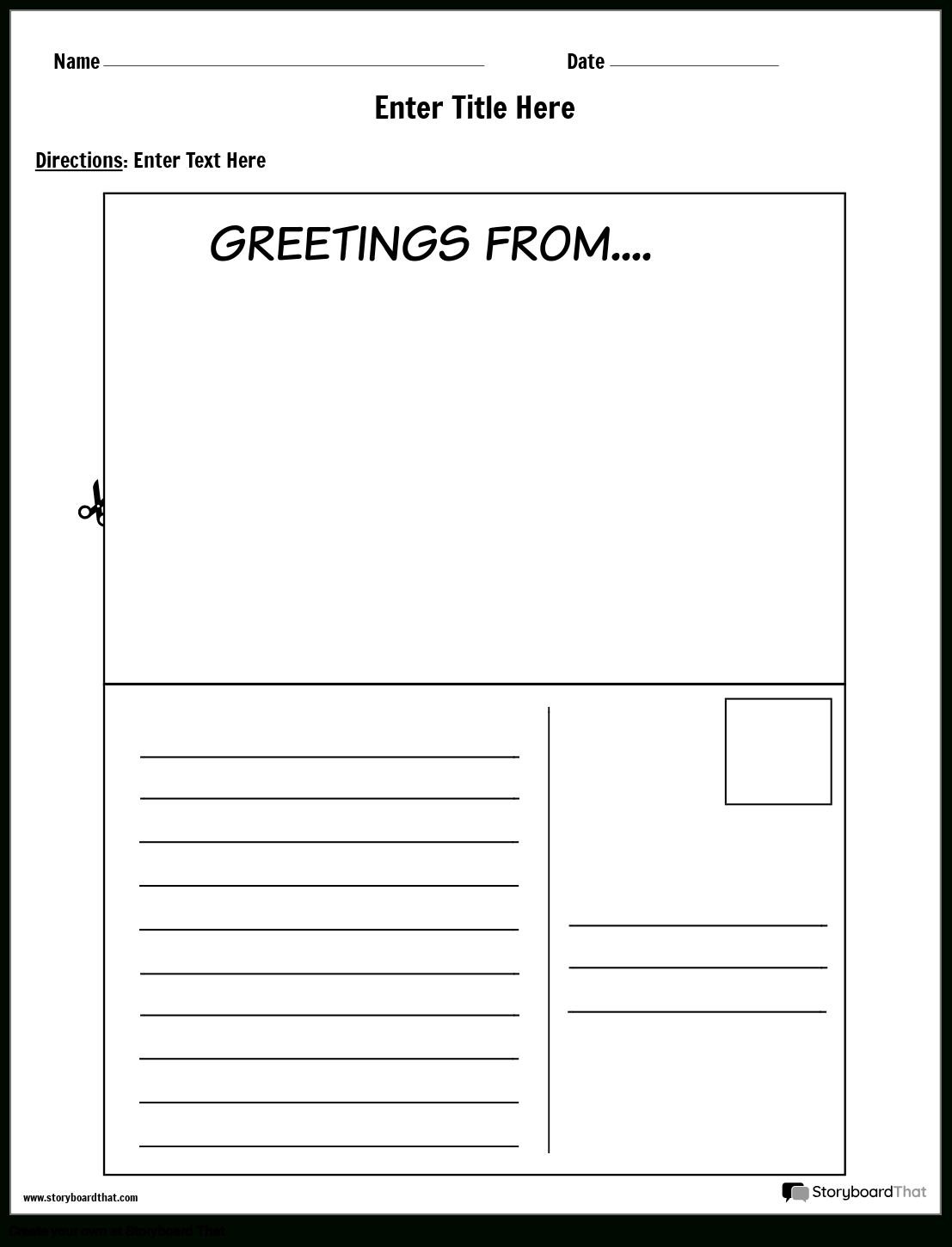 Storyboard That: Free Letter &amp;amp; Postcard Templates For 2025 inside Free Printable Postcard Template