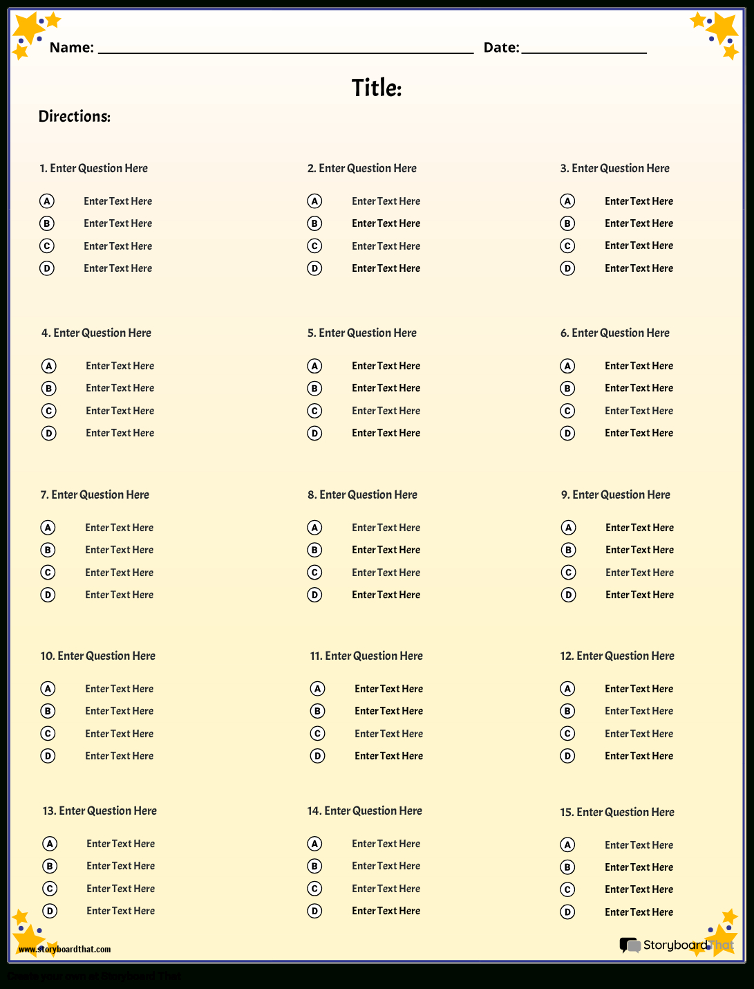 Storyboard That: Free Quiz Maker Templates For Teachers throughout Free Printable Test Maker