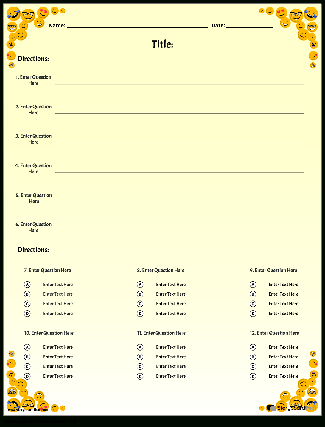 Storyboard That: Free Quiz Maker Templates For Teachers within Free Printable Test Maker