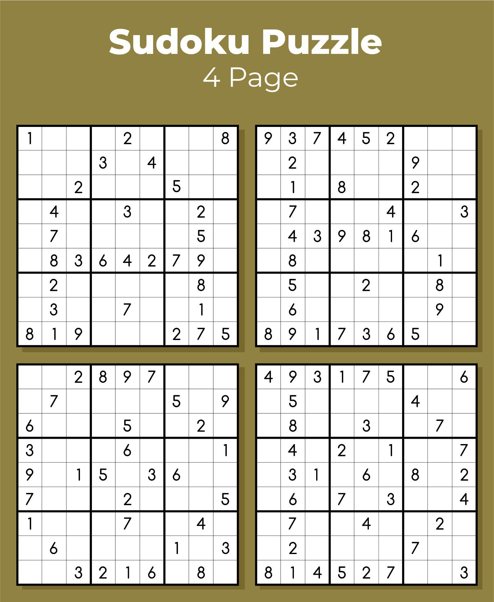 Sudoku Puzzles To Print - 10 Free Pdf Printables | Printablee intended for Free Printable Sudoku 4 Per Page
