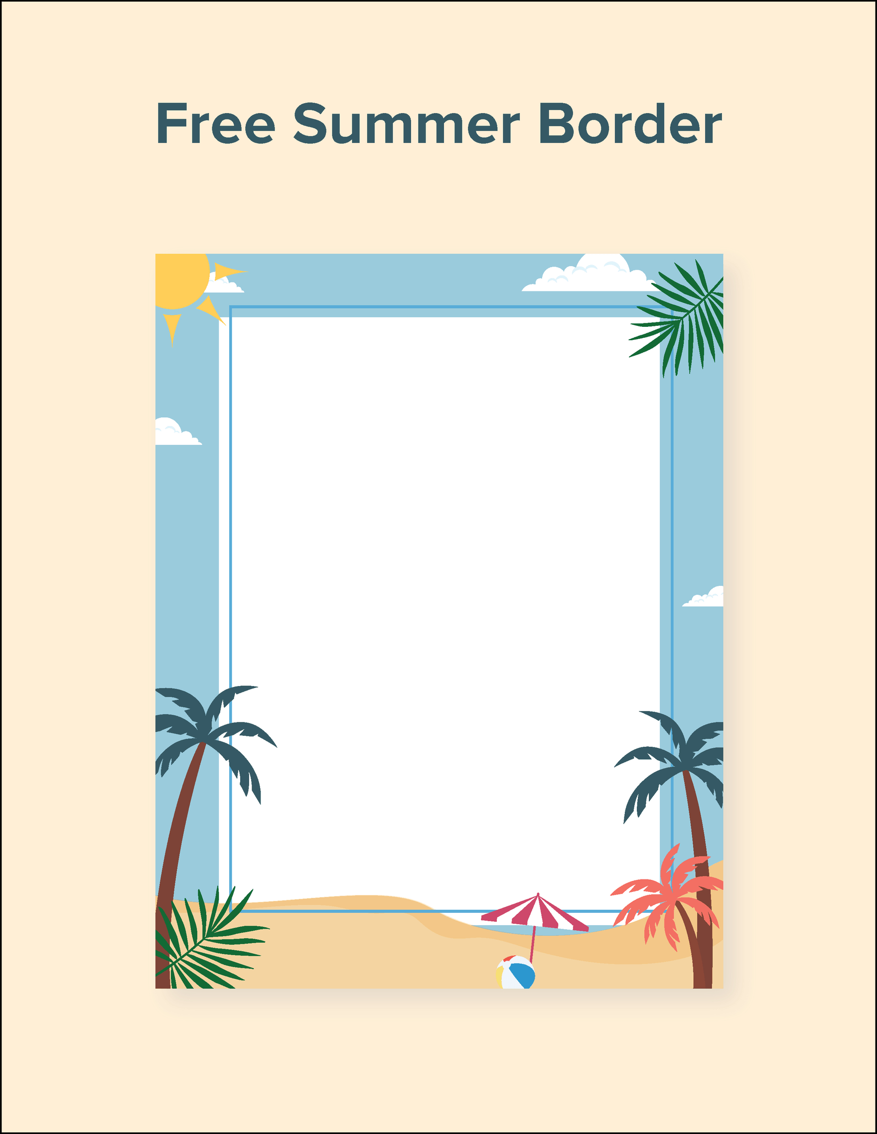 Summer Border Template In Illustrator, Eps, Psd, Jpg, Png, Svg inside Free Printable Summer Borders