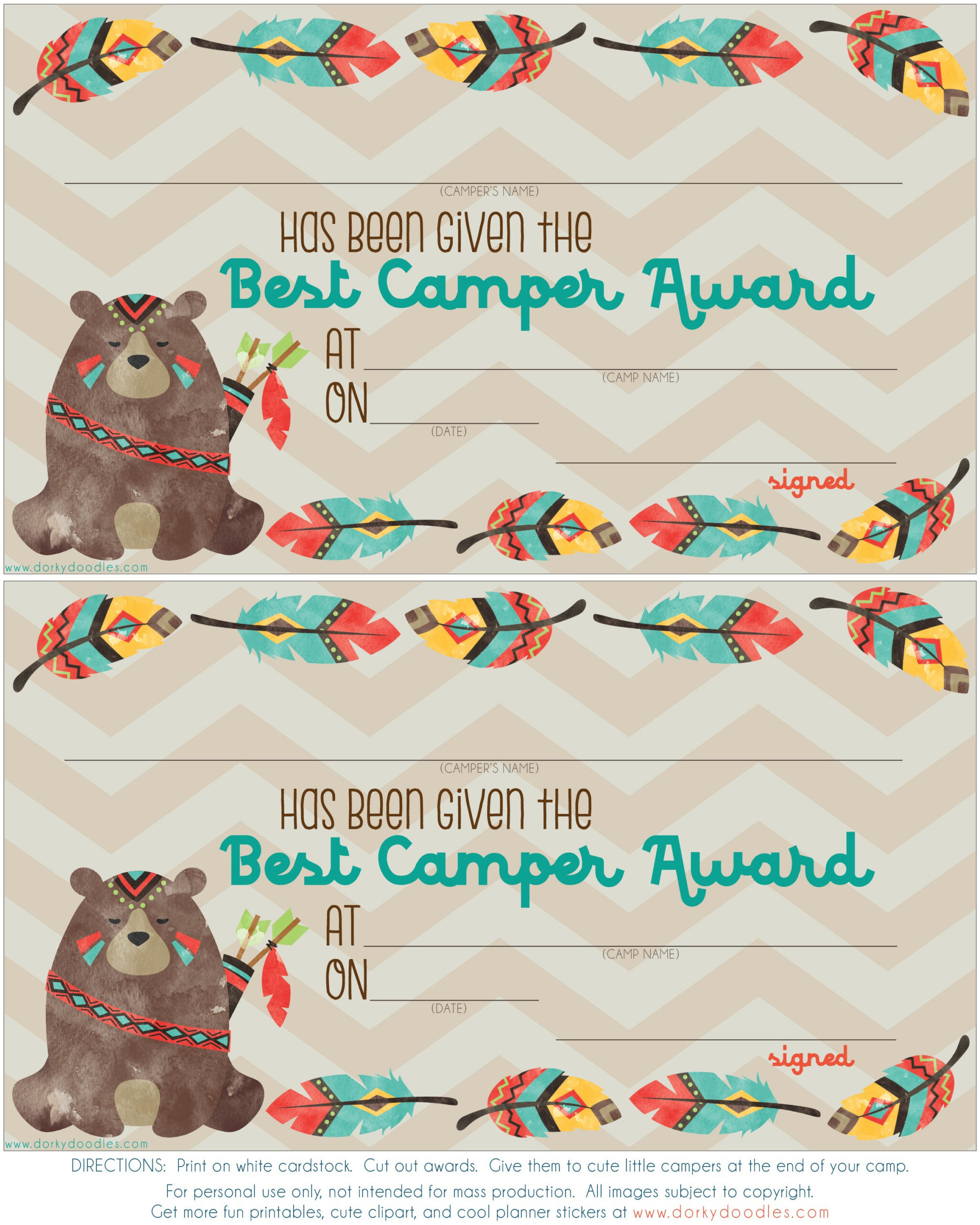 Summer Camp Award Free Printable – Dorky Doodles - Worksheets Library inside Free Printable Camp Certificates
