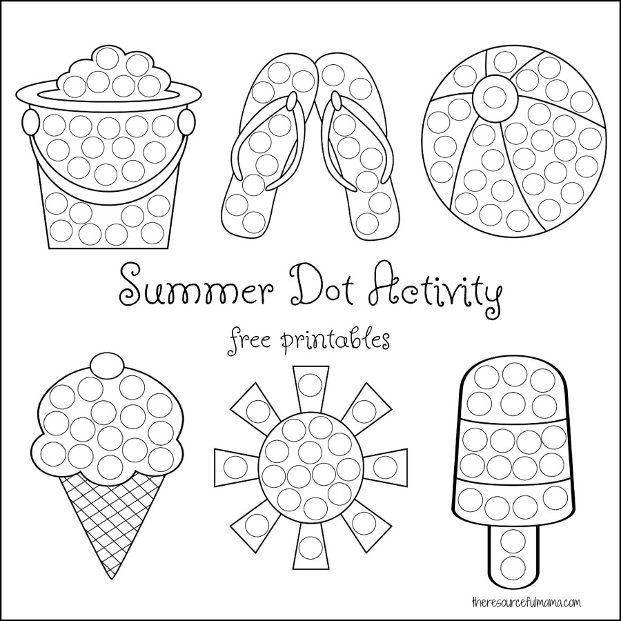 Summer Dot Activity {Free Printables} - The Resourceful Mama with regard to Do A Dot Art Pages Free Printable