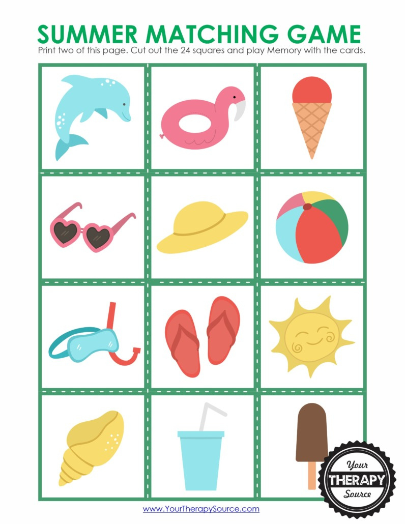 Summer Memory Game Free Printable - Your Therapy Source inside Free Printable Memory Exercises