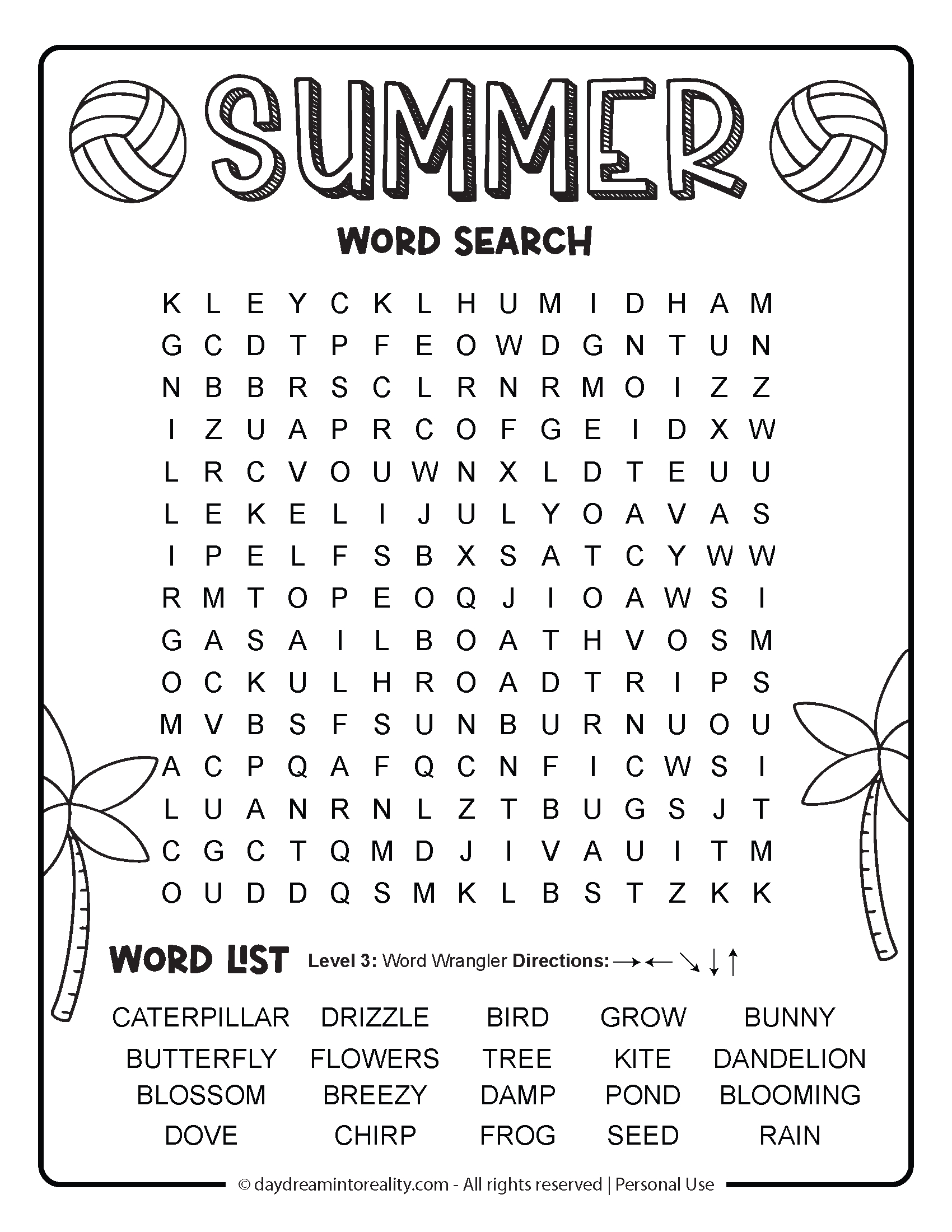 Summer Word Search Free Pdf Printables | 6 Levels Of Difficulty throughout Free Printable Word Searches