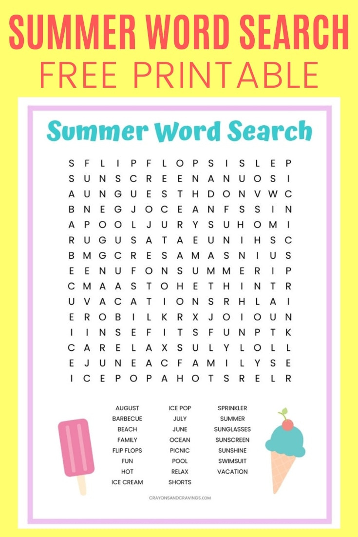 Summer Word Search Free Printable Worksheet For Kids for Free Printable Summer Puzzles