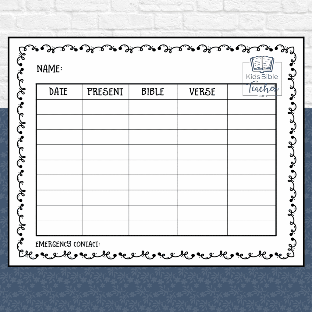 Sunday School Attendance Cards - Kids Bible Teacher inside Sunday School Attendance Chart Free Printable