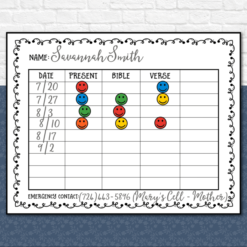 Sunday School Attendance Cards - Kids Bible Teacher with Free Printable Sunday School Attendance Sheet