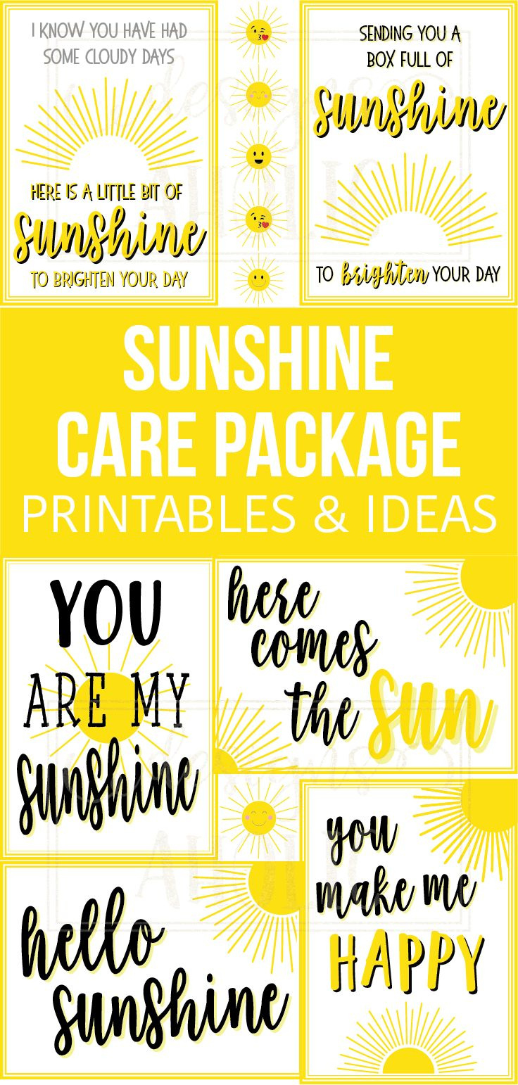 Sunshine Care Package Printables; Sunshine Box; Sunshine Care intended for Box Of Sunshine Free Printable