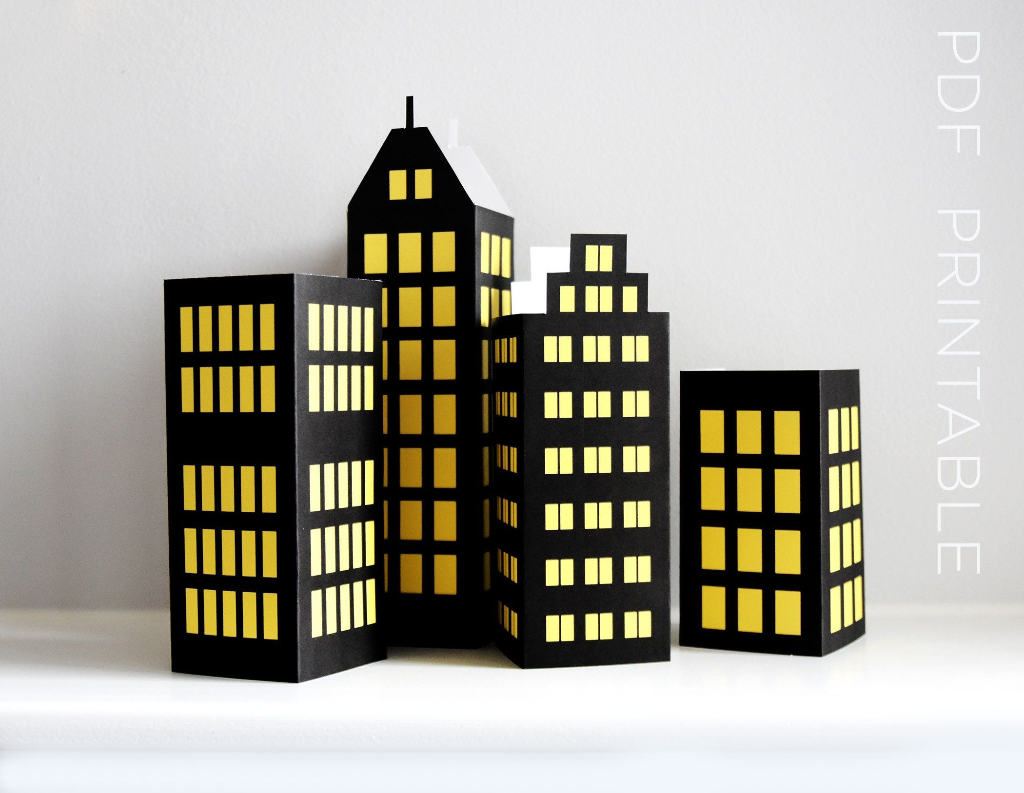 Superhero City Pdf Printable For Birthday Party Centerpiece Or in Free Printable Superhero Skyline