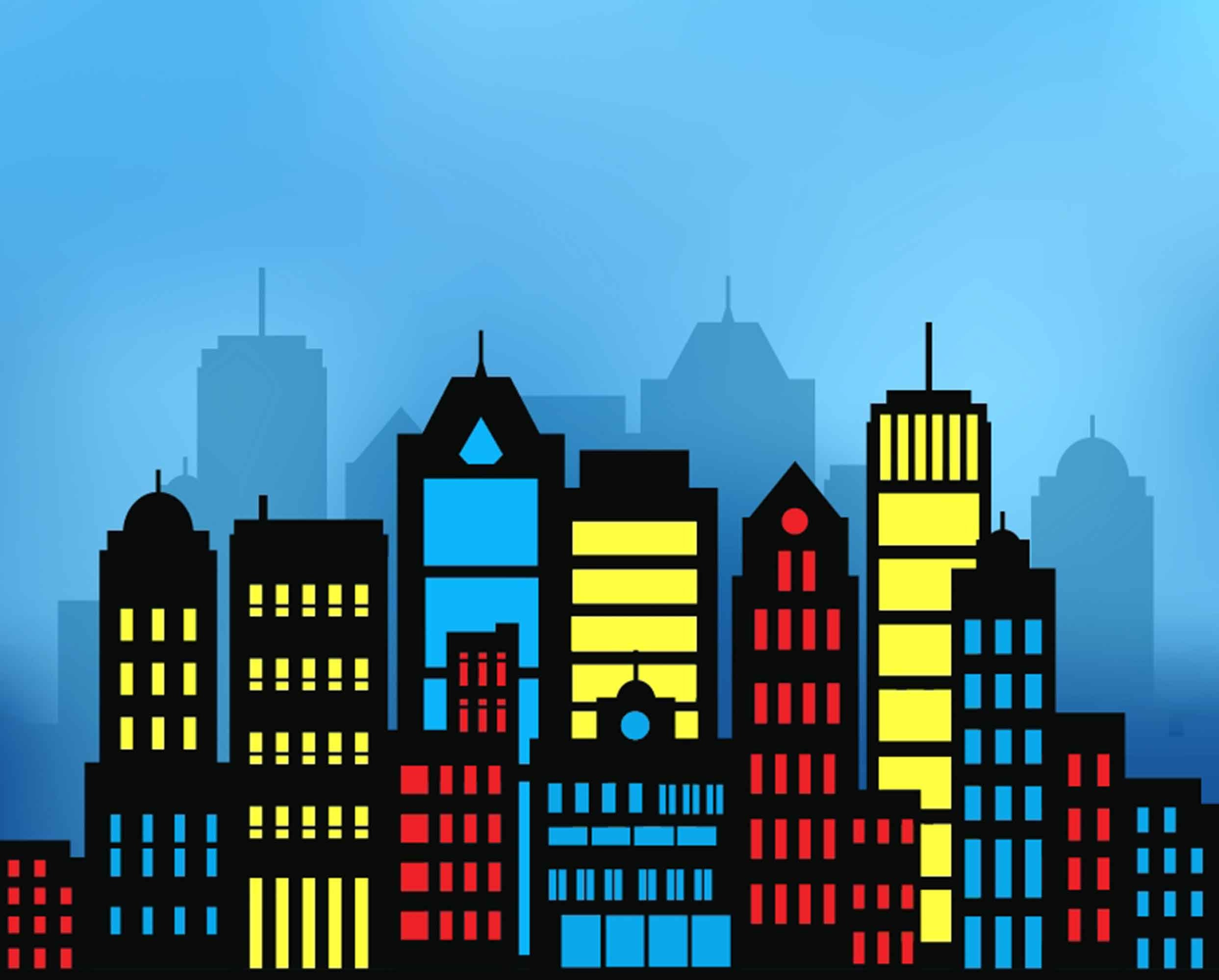 Superhero Cityscape Clipart: Skyline Buildings Png Svg (Digital intended for Free Printable Superhero Skyline
