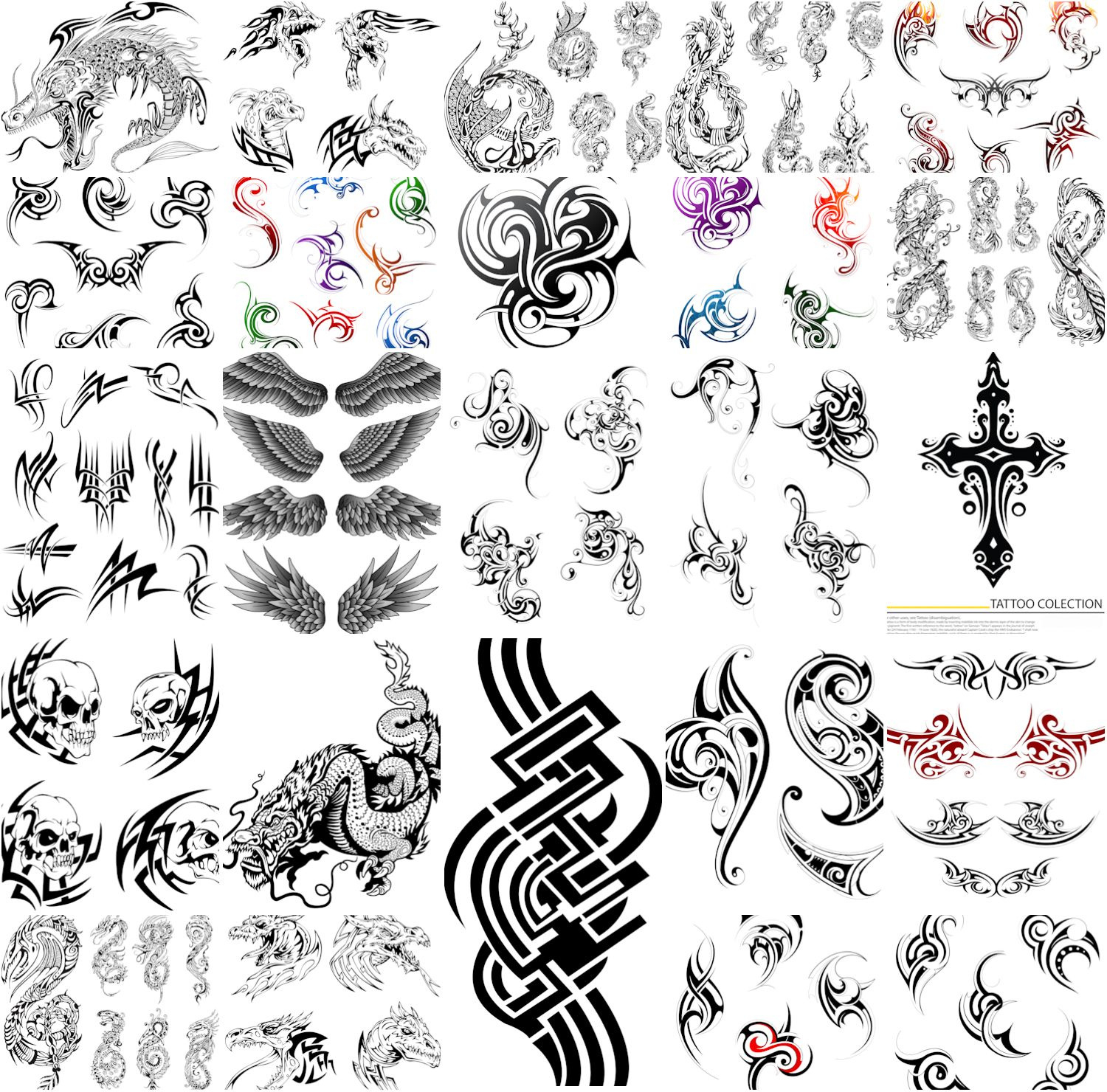 Tattoo Collection Vector – Free Download | Vectorpicfree pertaining to Free Printable Tattoo Designs