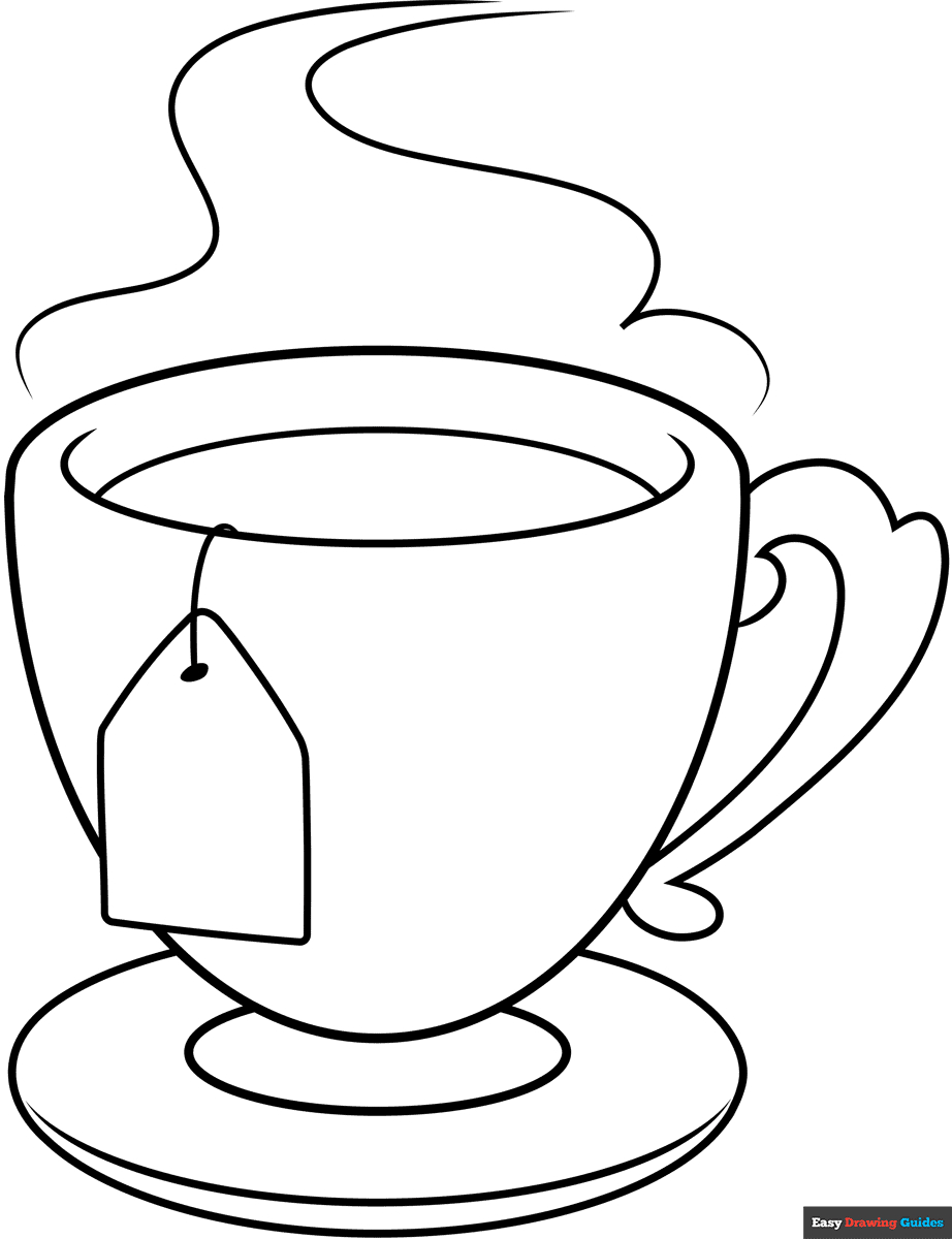 Tea Cup Coloring Page | Easy Drawing Guides in Free Printable Tea Cup Coloring Pages