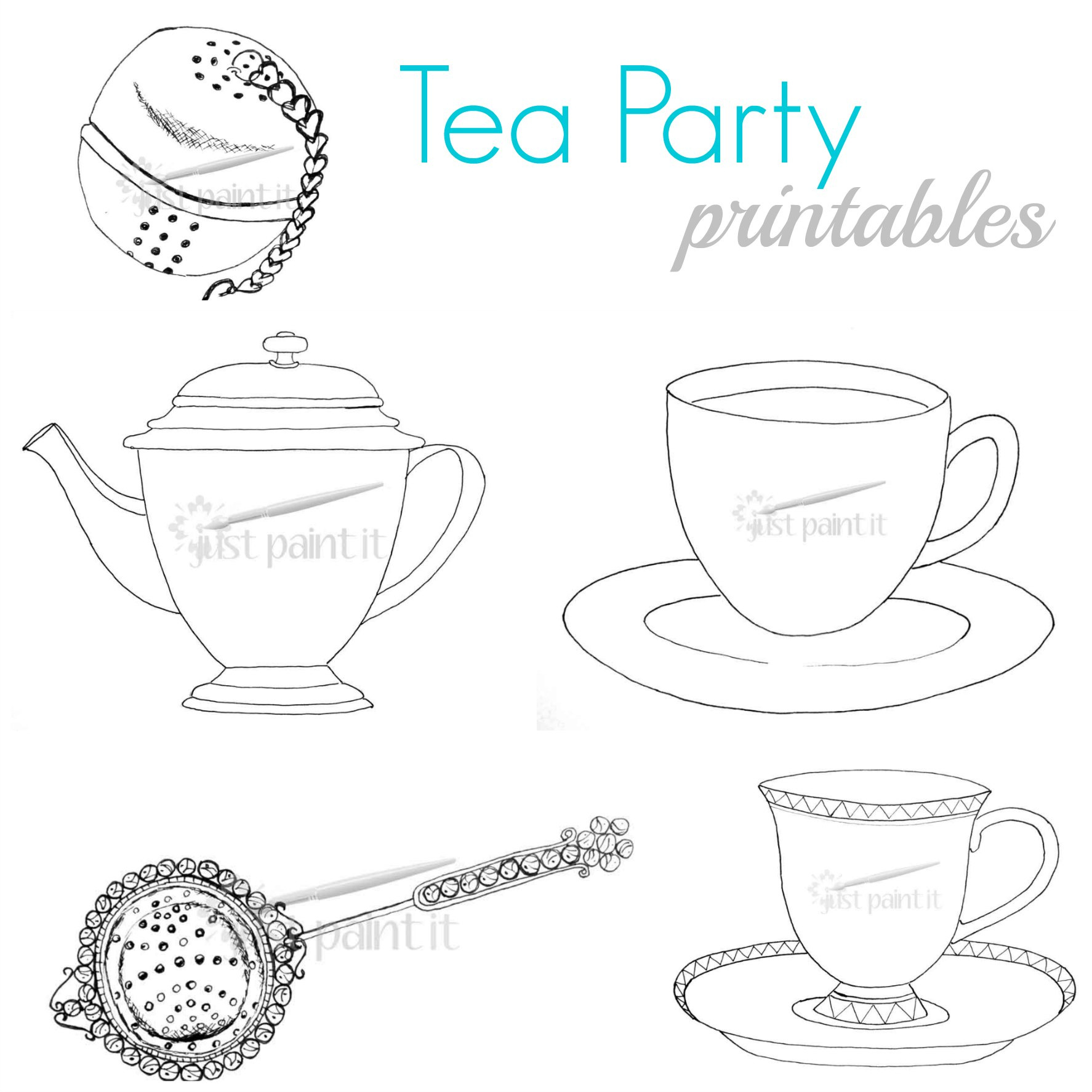 Tea Party Printables throughout Free Printable Tea Cup Coloring Pages