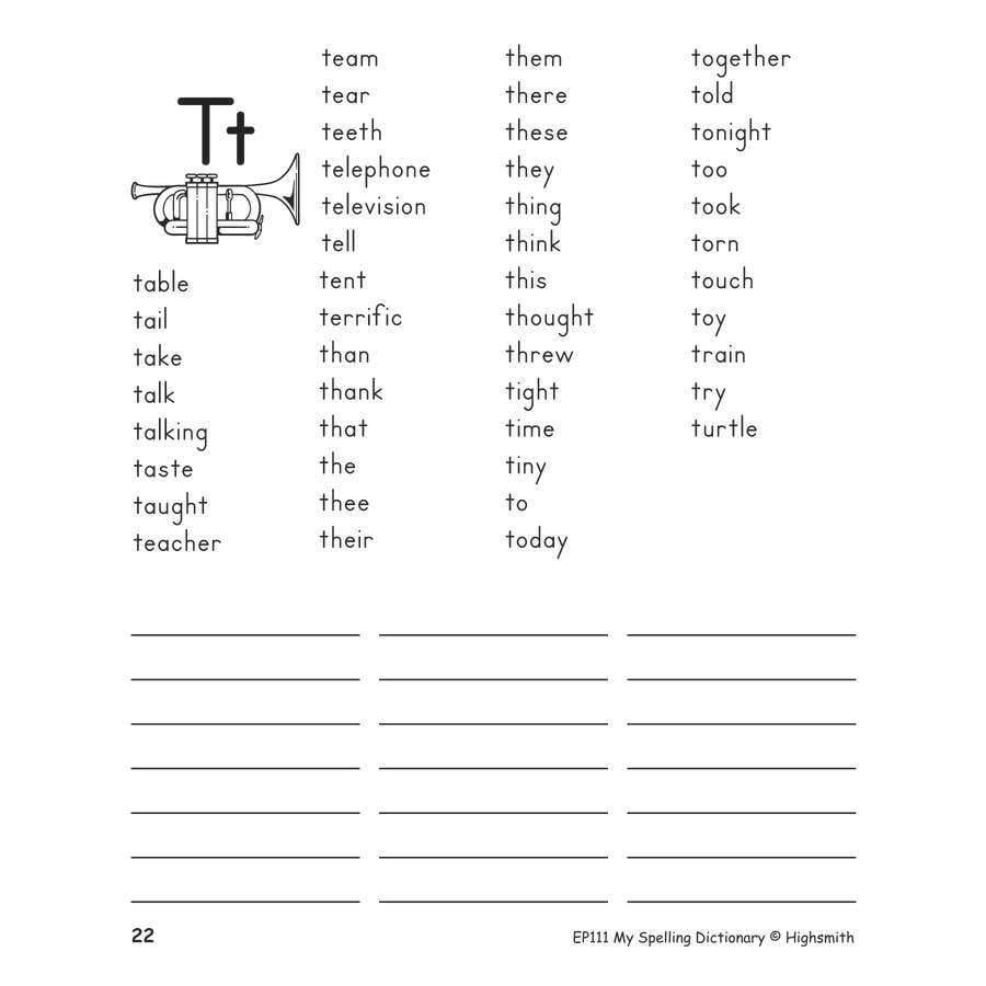 Teacher Created Resources My Spelling Dictionary* throughout My Spelling Dictionary Printable Free