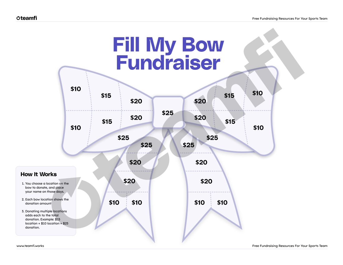 Teamfi Blog | Free Fill My Bow Cheer Fundraiser Template in Cheer Bow Template Printable Free