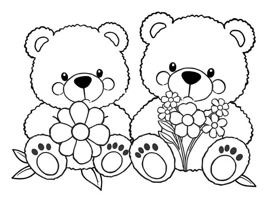 Teddy Bears Coloring Page - Free Printable Coloring Page for Teddy Bear Coloring Pages Free Printable
