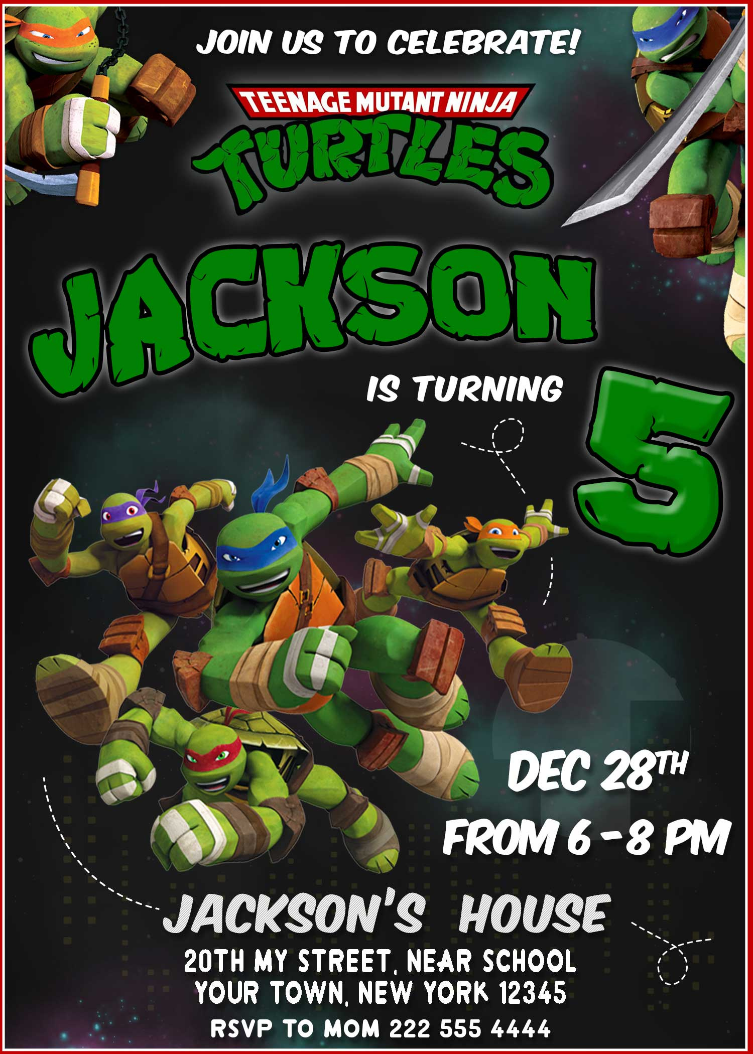 Teenage Mutant Ninja Turtles Birthday Invitation | Amazing Invite pertaining to Free Printable Tmnt Birthday Party Invitations