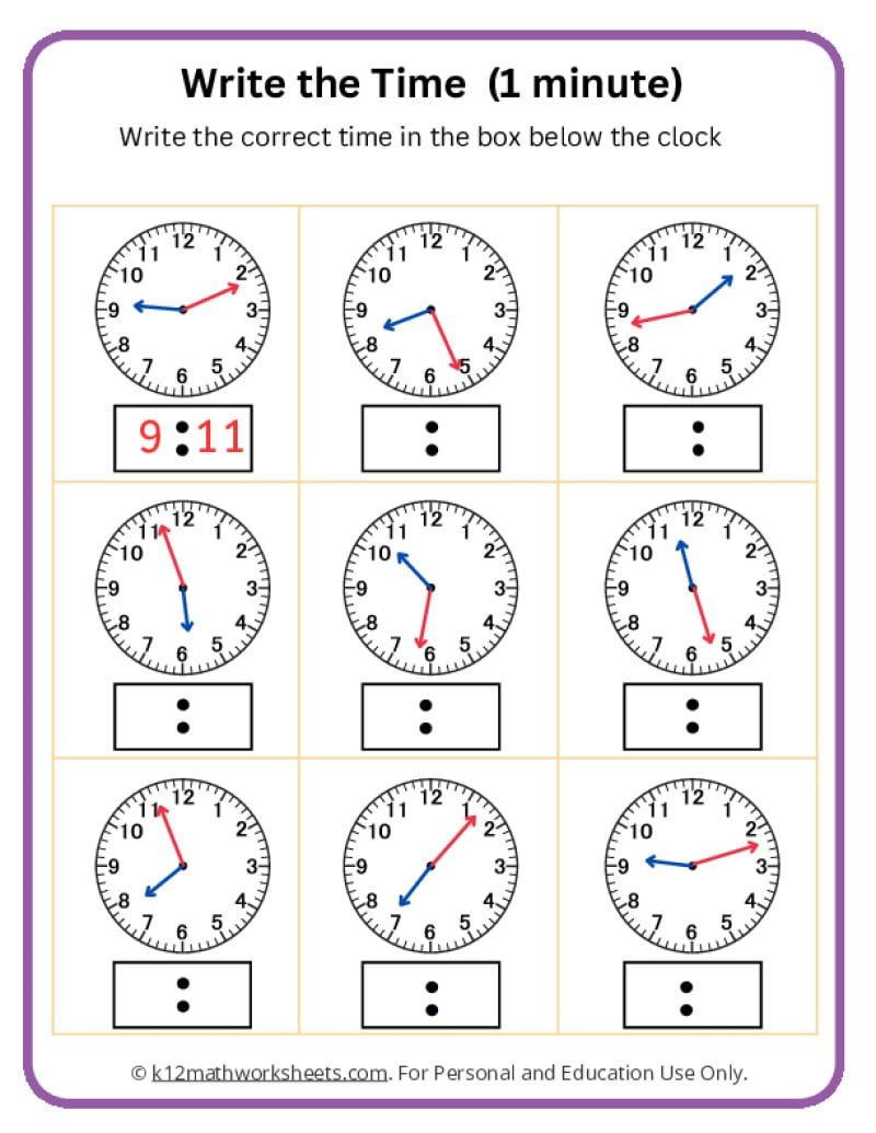 Telling Time Worksheets in Free Printable Telling Time Worksheets For 1St Grade