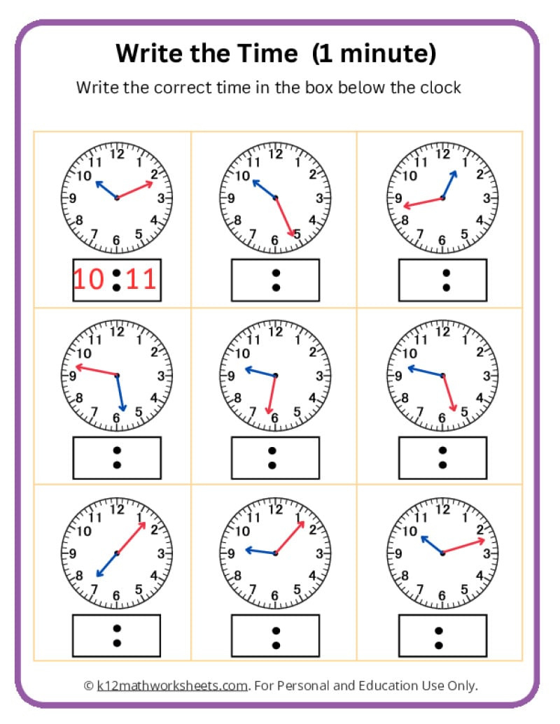 Telling Time Worksheets regarding Free Printable Telling Time Worksheets