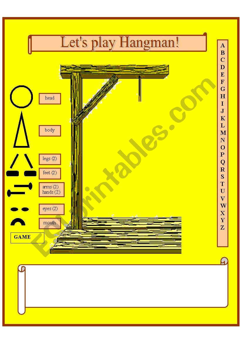 Template For The Game "Hangman" - Esl Worksheetdouglas with Free Printable Hangman Game
