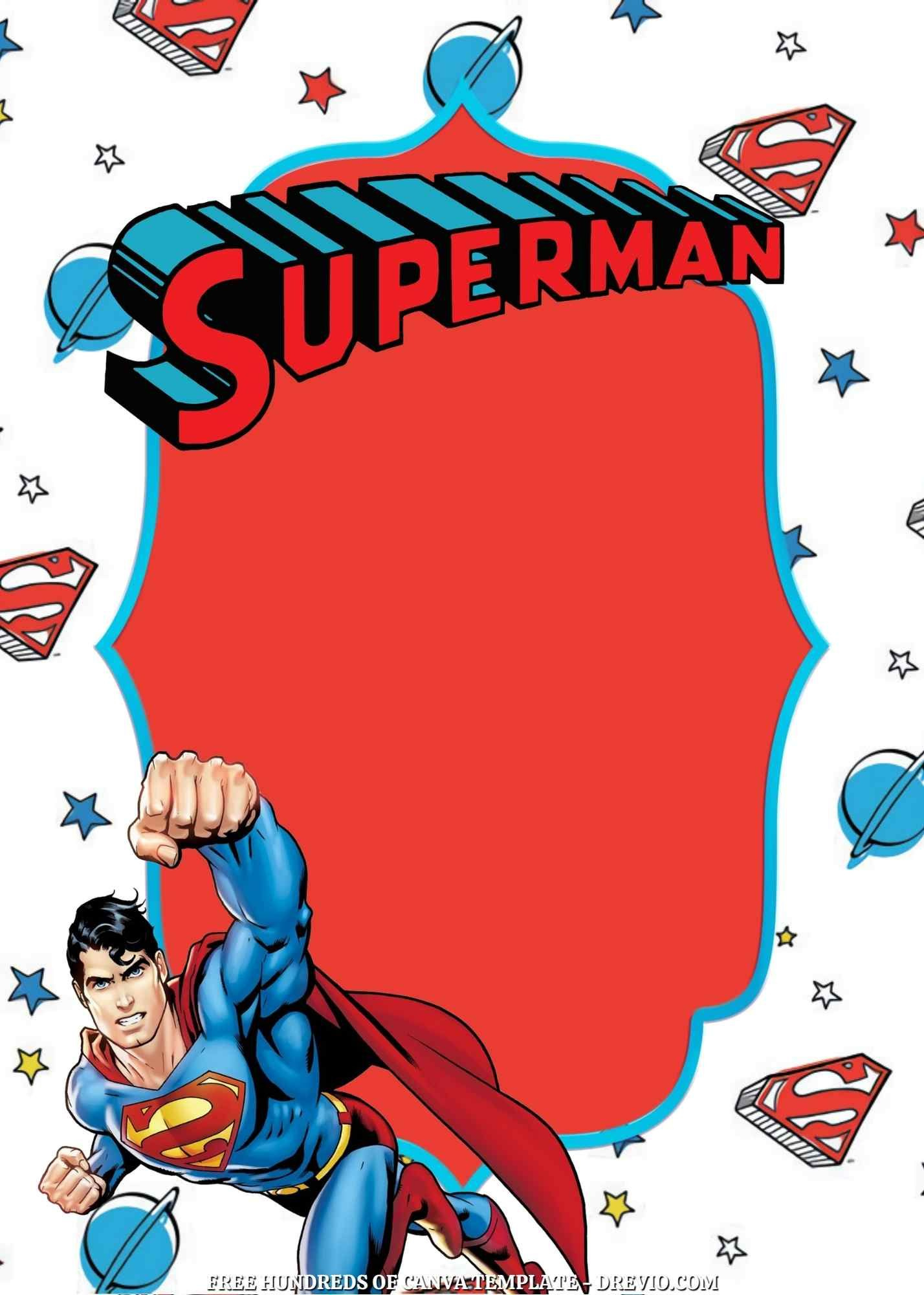 Template intended for Free Printable Superman Invitations