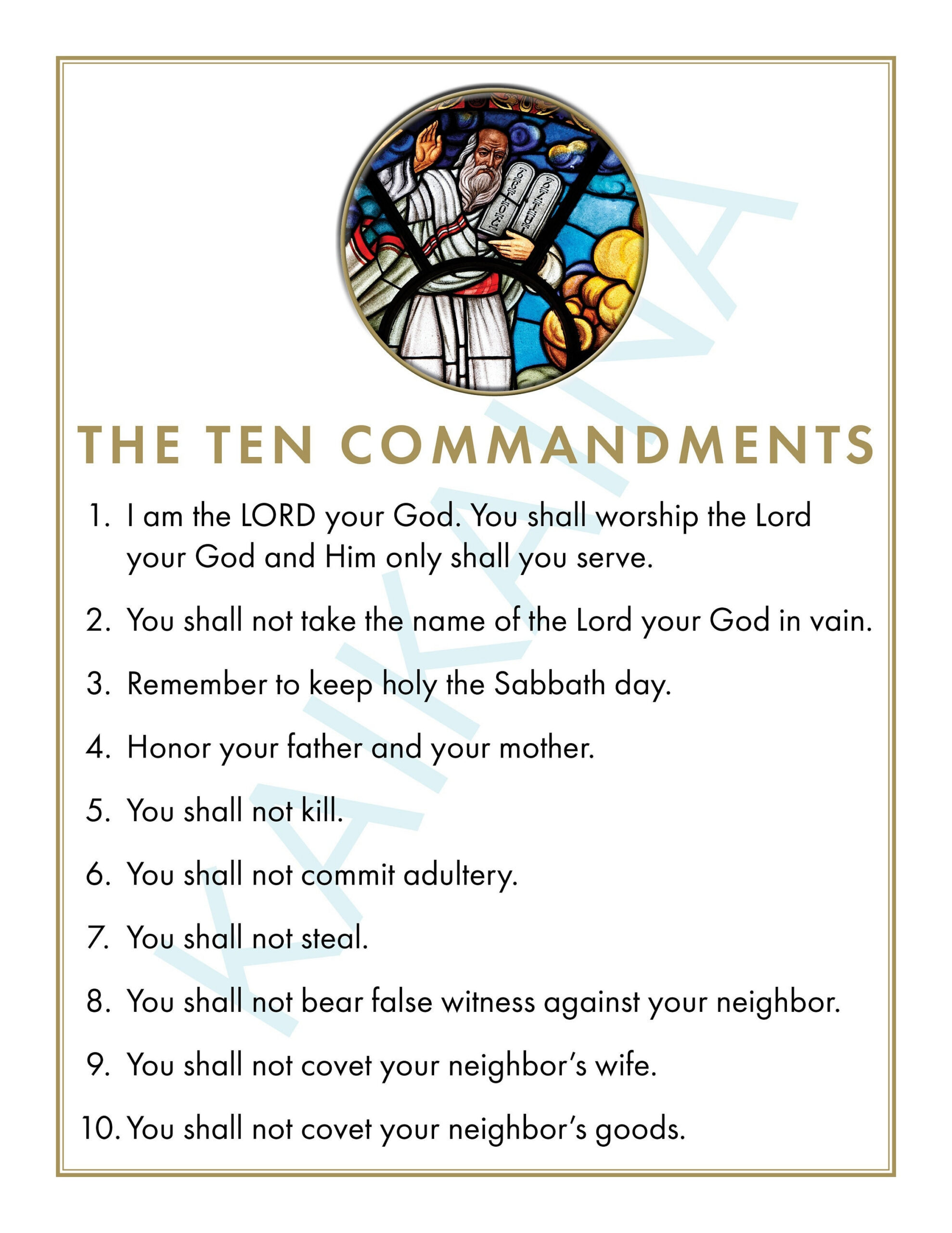 Ten Commandments Catholic Poster For Children (Digital Download with Free Catholic Ten Commandments Printable