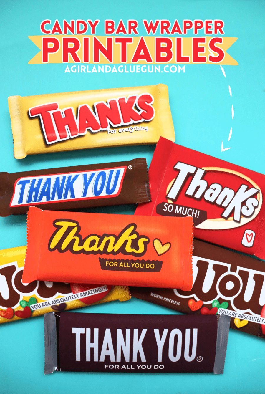 Thank You Candy Bar Wrapper Printables - A Girl And A Glue Gun with Free Candy Wrapper Printable