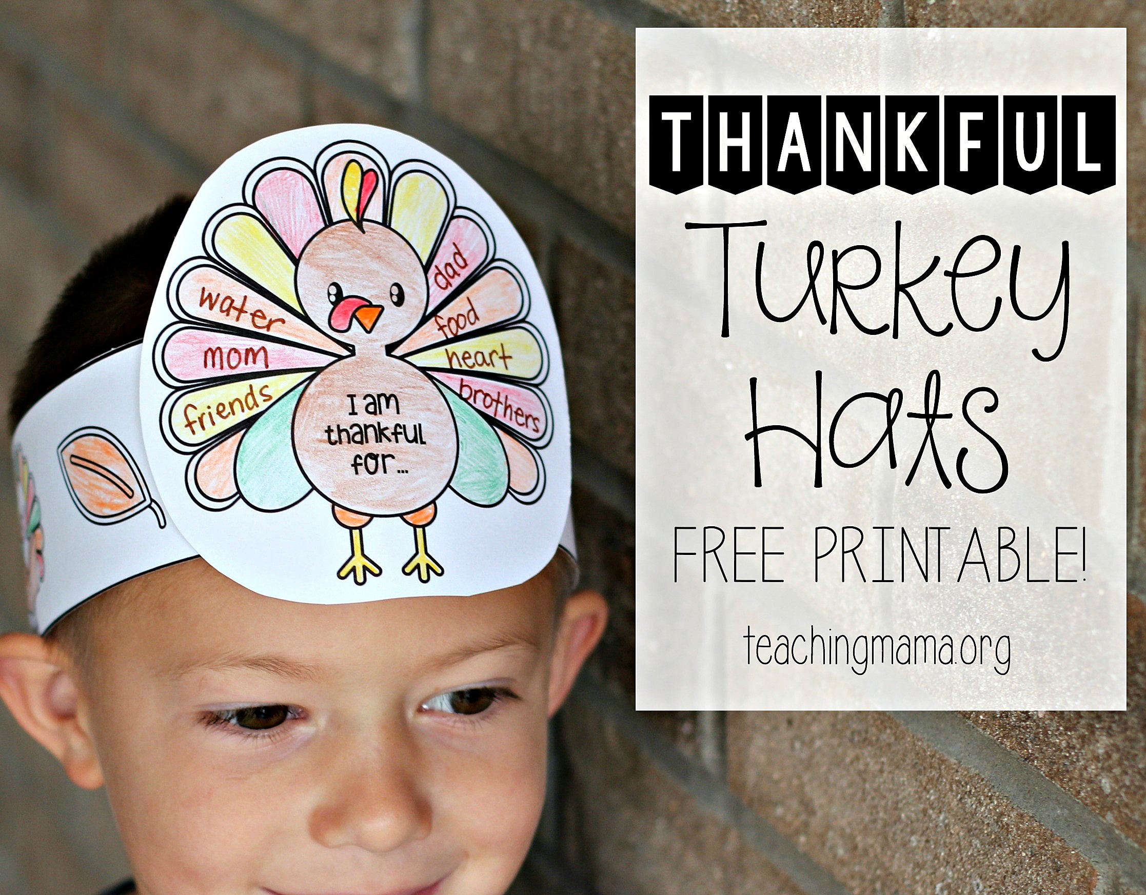 Thankful Turkey Hats inside Free Printable Thanksgiving Hats