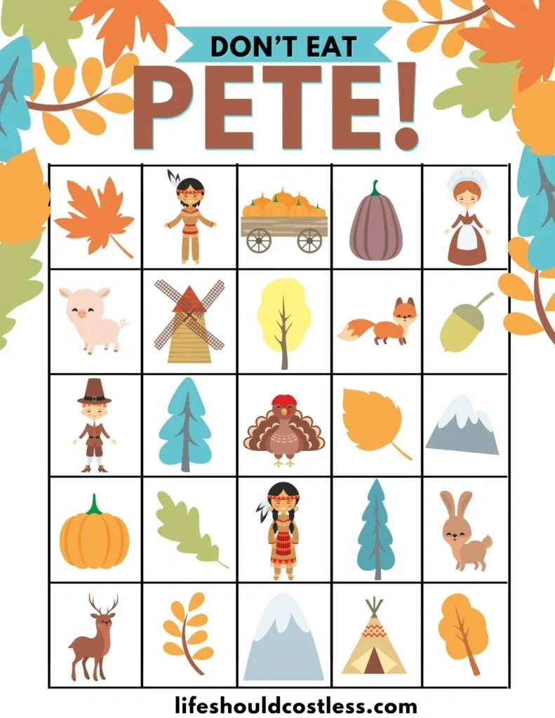 Thanksgiving Don'T Eat Pete Gameboard (Free Printable Pdf Template inside Don T Eat Pete Free Printable