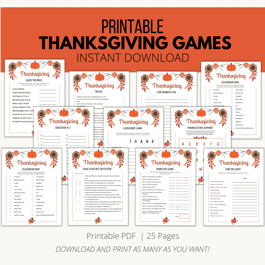 Thanksgiving Games Printable {Downloadable Pdf} with Free Printable Thanksgiving Games For Adults