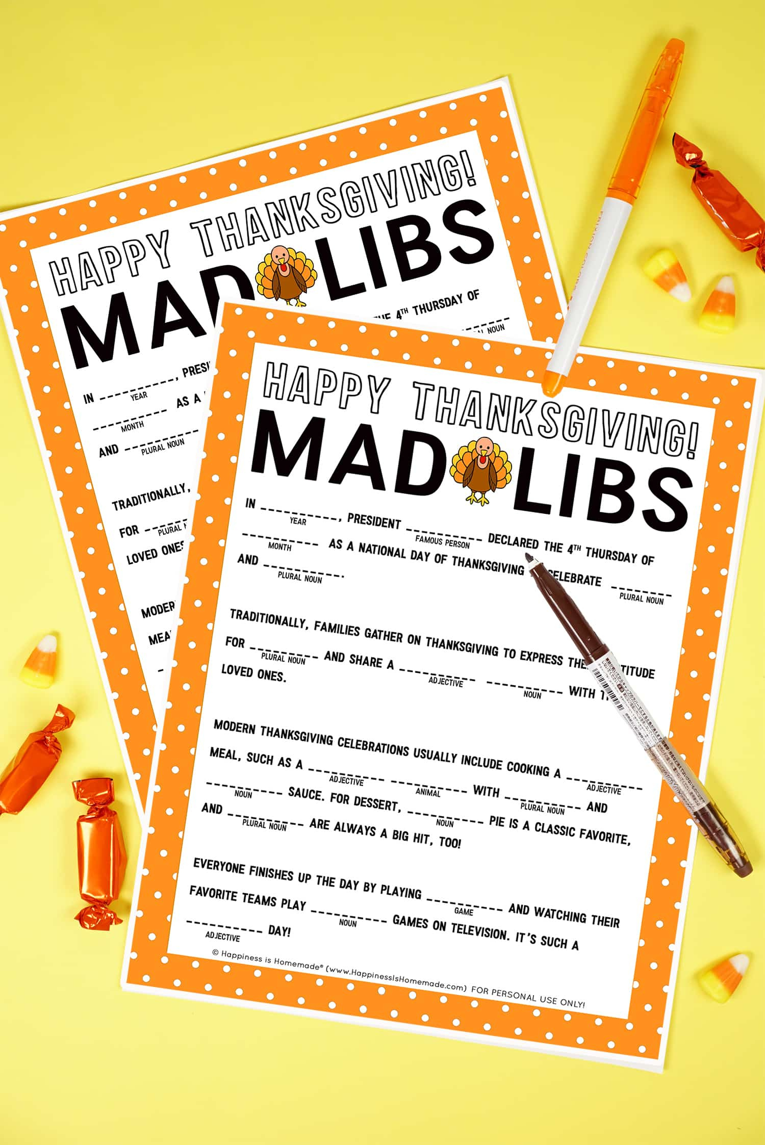 Thanksgiving Mad Libs Printable Game - Happiness Is Homemade with Free Printable Thanksgiving Mad Libs