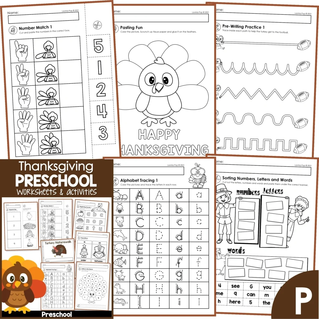 Thanksgiving No Prep Preschool Worksheets & Activities - In My World with Free Printable Thanksgiving Activities For Preschoolers