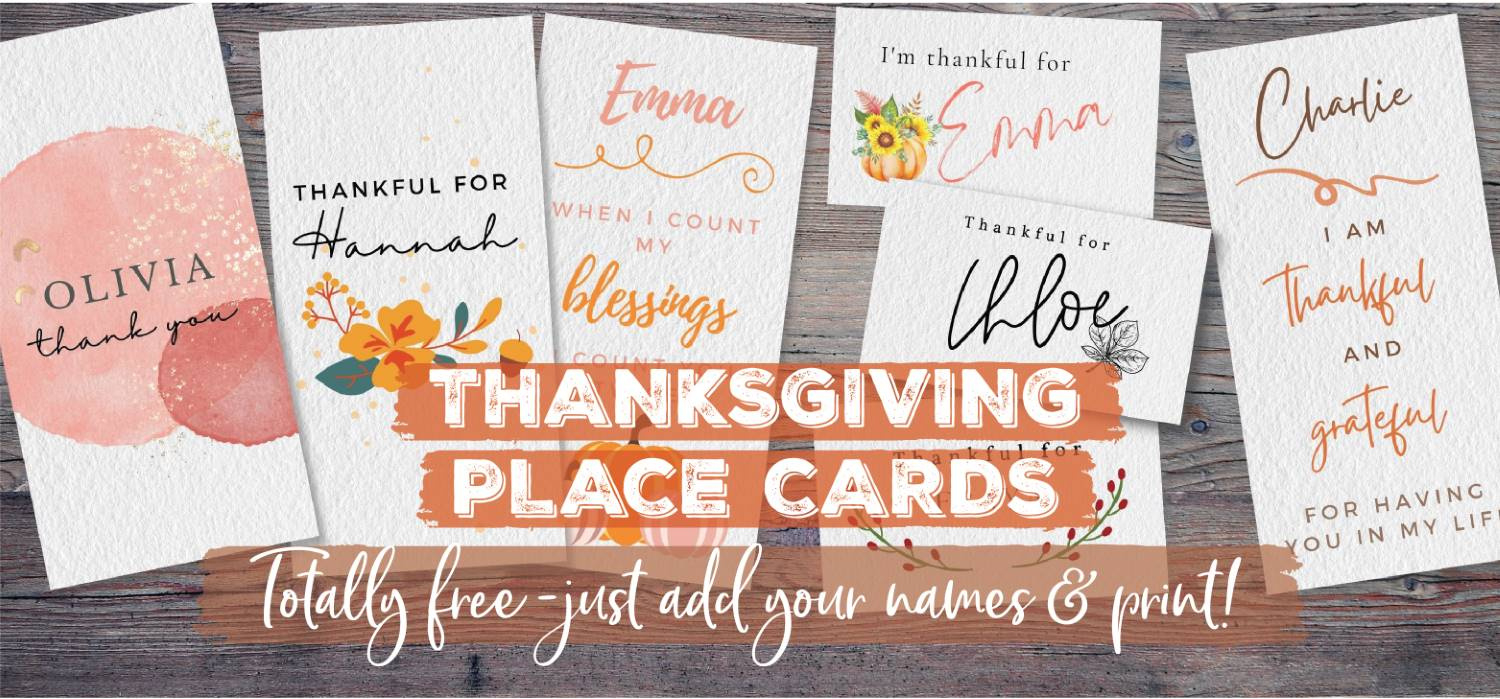 Thanksgiving Place Cards | Free Printables - Just Customize &amp;amp; Print! throughout Free Printable Thanksgiving Place Cards