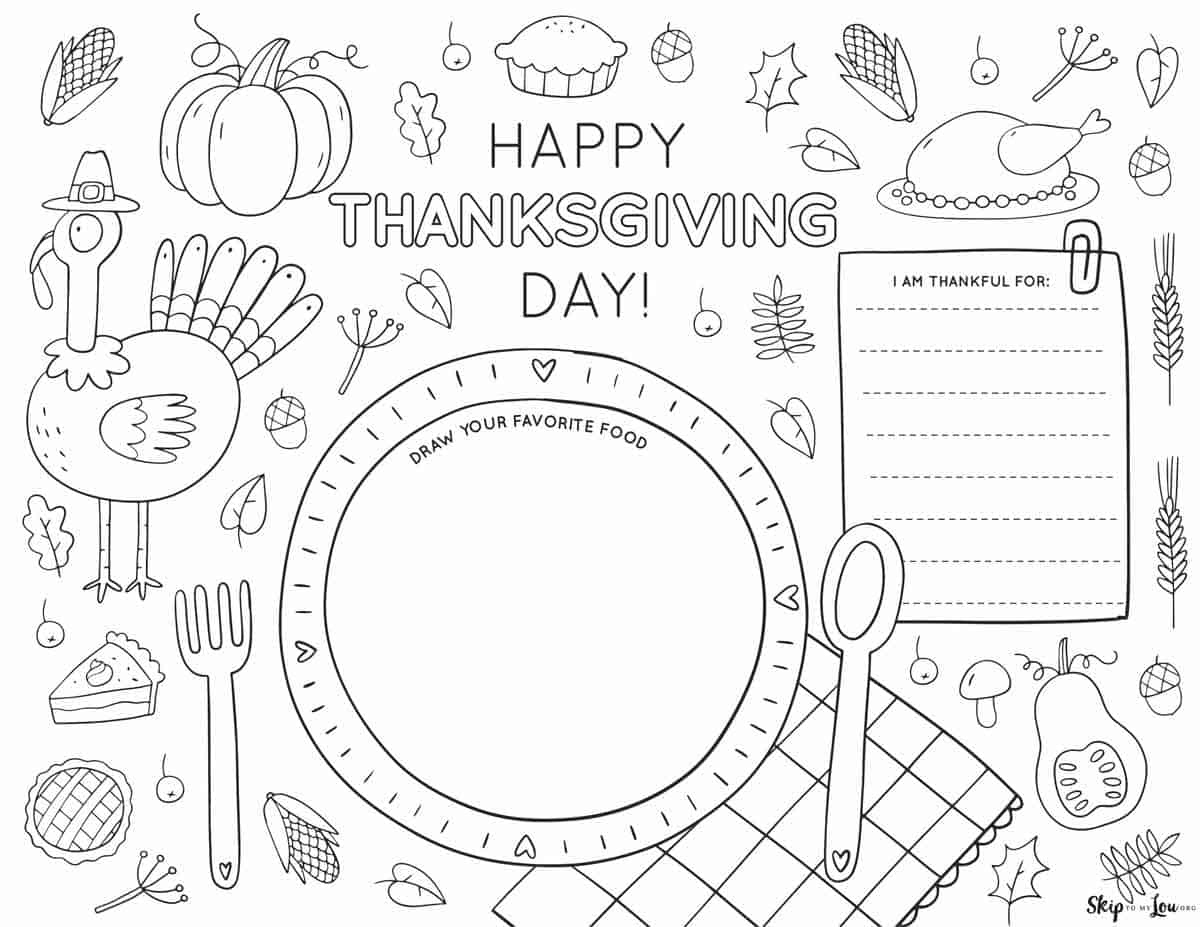 Thanksgiving Placemats | Skip To My Lou pertaining to Free Printable Thanksgiving Coloring Placemats