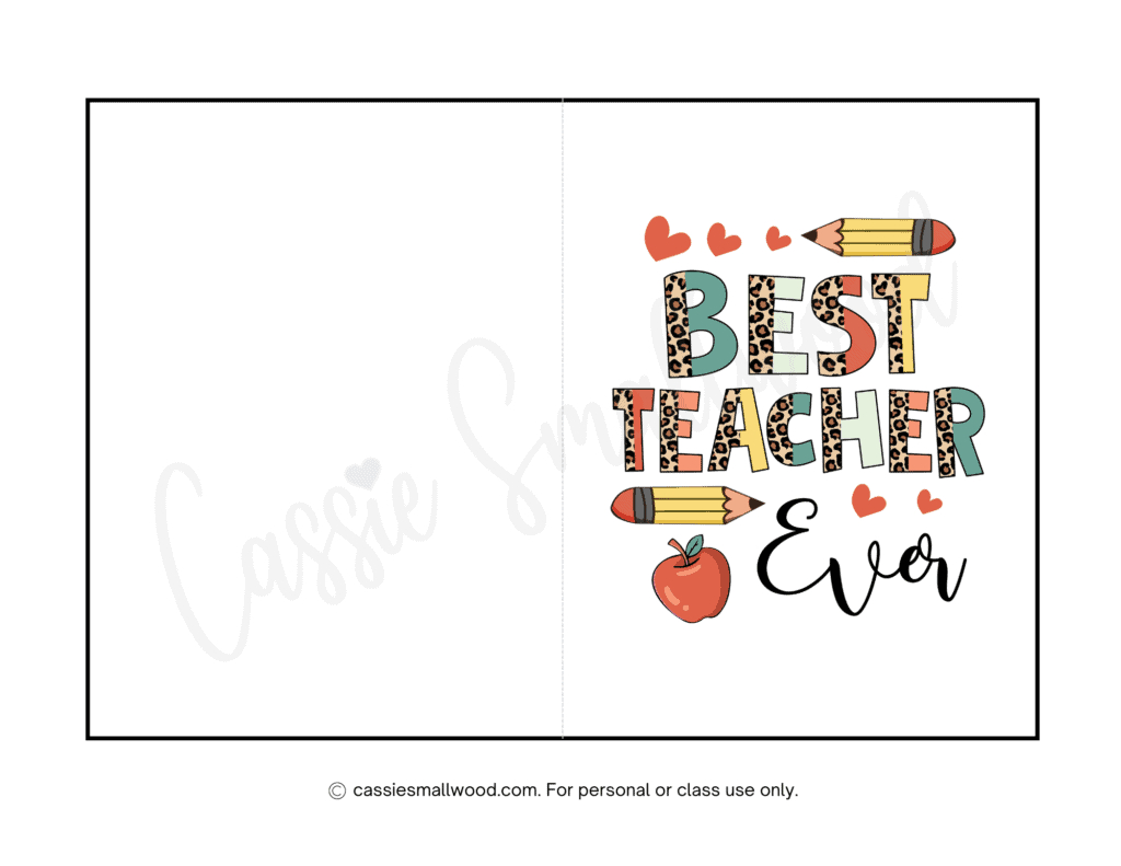 The Best Teacher Thank You Cards (21 Free Printables) - Cassie for Free Printable Teacher's Day Greeting Cards