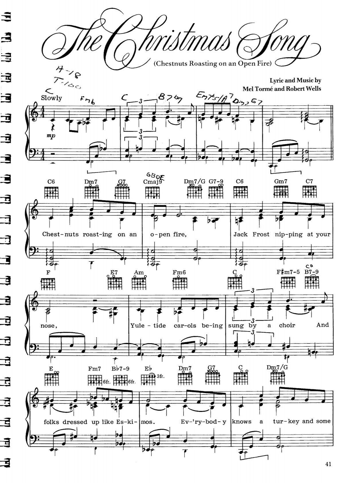 The Christmas Song - Free Piano Sheet Musicwrittenmelodies regarding Christmas Songs Piano Sheet Music Free Printable