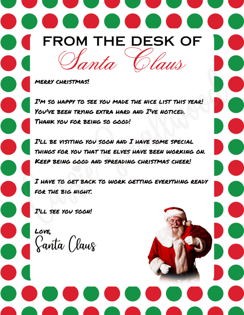 The Cutest Letters From Santa - Cassie Smallwood pertaining to Free Printable Letter From Santa Template