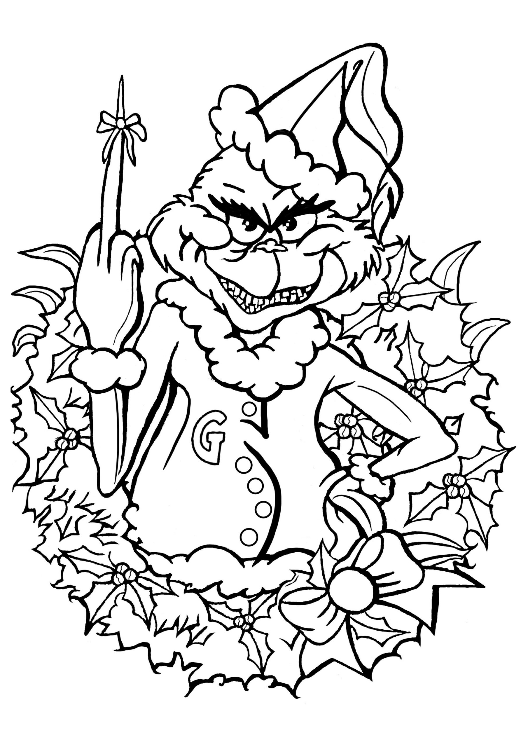The Grinch - Christmas Coloring Pages For Adults pertaining to Free Printable Christmas Coloring Pages