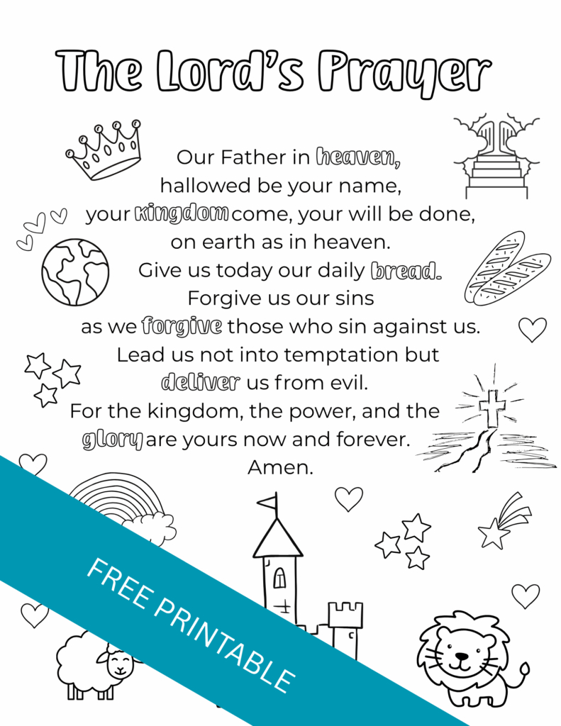 The Lord'S Prayer Printable For Kids - Out Upon The Waters intended for Free Printable Lord'S Prayer Coloring Pages