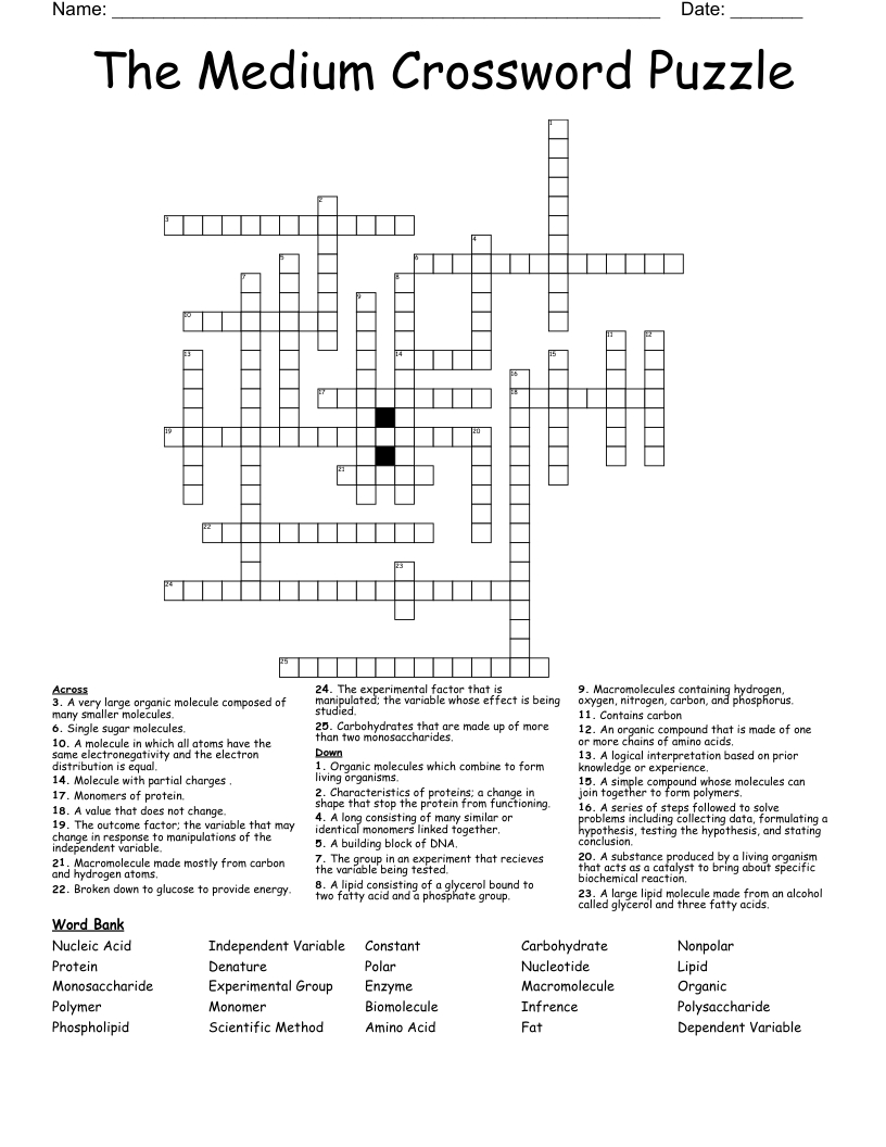 The Medium Crossword Puzzle - Wordmint - Worksheets Library with Free Printable Crossword Puzzles Medium Difficulty