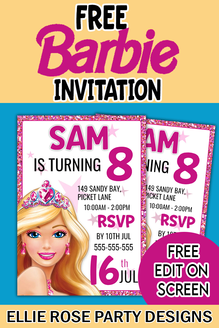 The No.1 Best Barbie Birthday Invitation Freebie regarding Free Printable Barbie Birthday Party Invitations