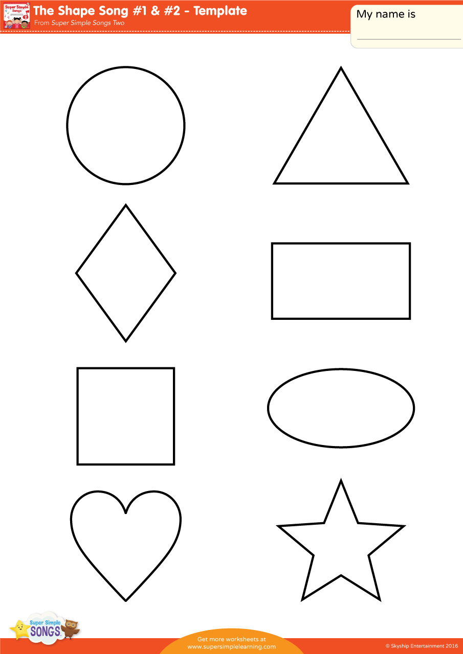 The Shape Song #1 & #2 - Template - Super Simple with Free Printable Shapes Templates