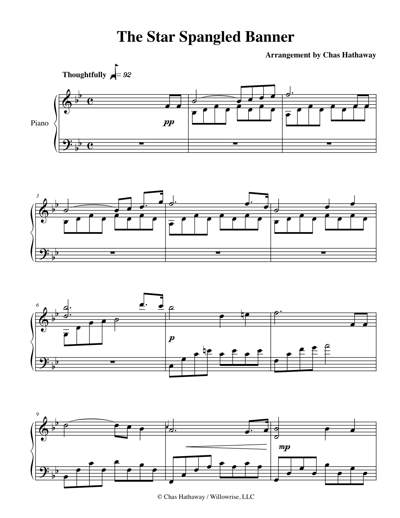 The Star Spangled Banner Sheet Musicchas Hathaway with Free Printable Piano Sheet Music For The Star Spangled Banner